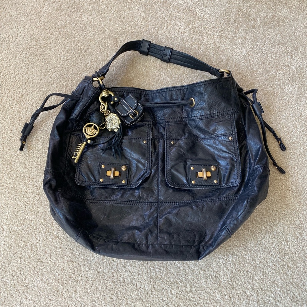 Juicy Couture || Black Leather Shoulder Bag